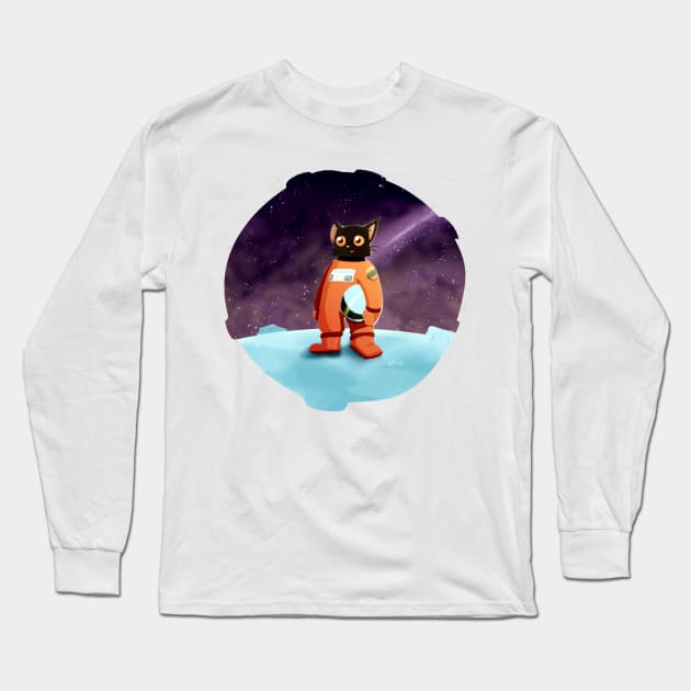 Ground Control to Major Tom Cat Long Sleeve T-Shirt by 📼Creepe💀Paper🕶️